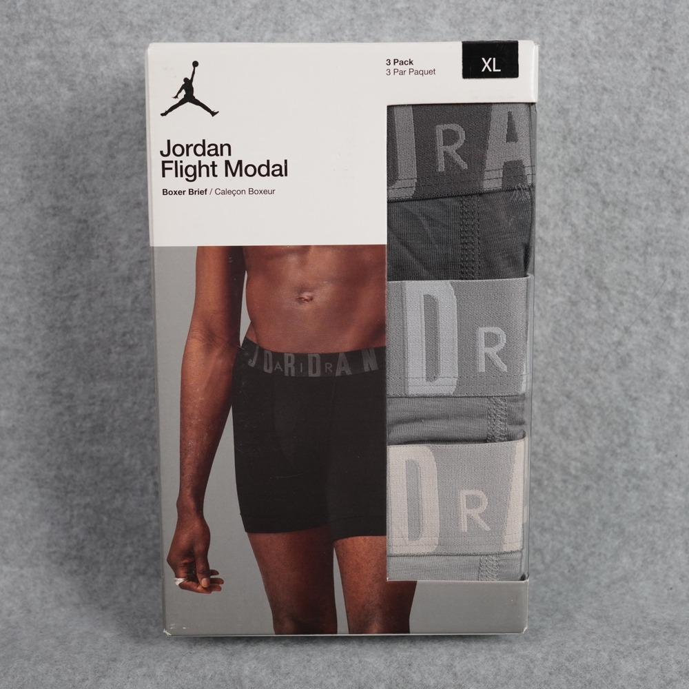 Jordan Boxer Brief Mens XL Gray Flight Modal 3 Pack JM0621-G1Z Particle Gray